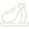 Icono de pierna de jamón sobre soporte de corte
